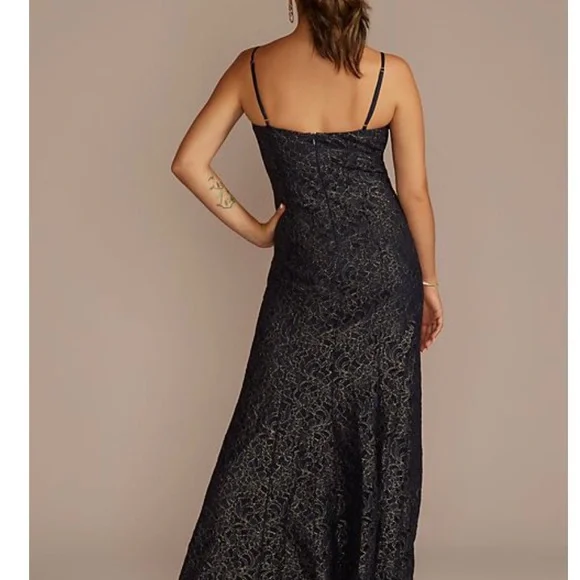 NWT! metallic foil lace mermaid dress with cropped popover size 4